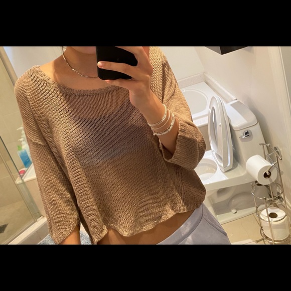 Aritzia brown knit crop sweater - Picture 5 of 5